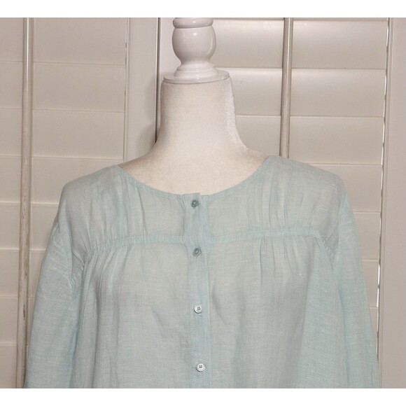 Talbots Women PXL Linen Button Up Blouse Beach Lagenlook Minimalist - Picture 2 of 10